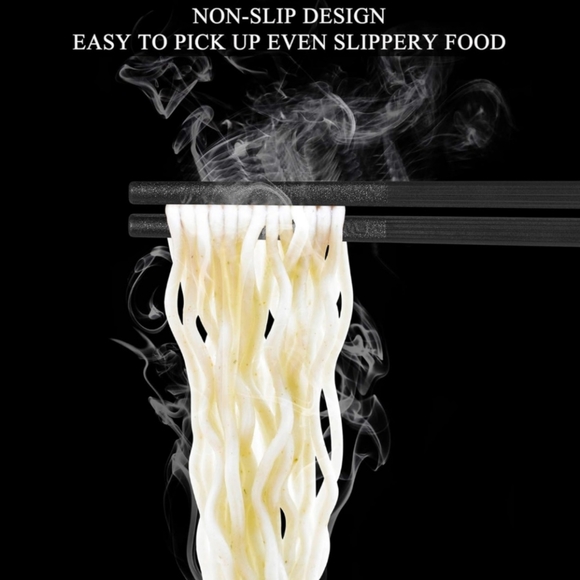 5 Pairs of Chopsticks 🍣 Reusable & Non Slip with Black Cherry Blossom Design - Picture 7 of 10